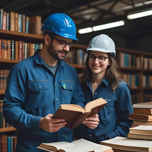 Symbolic representation of engineers studying technical books in a learning environment