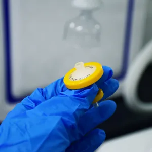 Laboratory microfiltration membrane used for fine particle removal in fluid processing